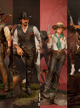 1/24荒野大镖客 亚瑟 约翰 18比例GK白模手办3D打印兵人模型 4915