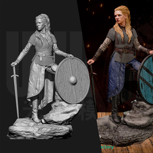 拉葛莎 18比例树脂模型 维京盾女 24GK白模手办 6475 维京战士