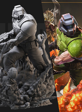 1/24 Doom Guy 毁灭战士 18比例GK白模手办3D打印兵人模型 4601