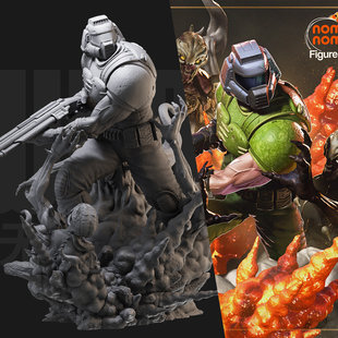 1/24 Doom Guy 毁灭战士 18比例GK白模手办3D打印兵人模型 4601