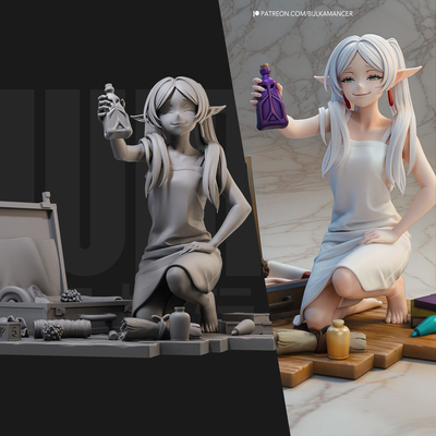 1/24 芙莉莲 葬送的芙莉莲 18比例GK白模手办3D打印兵人模型 5271