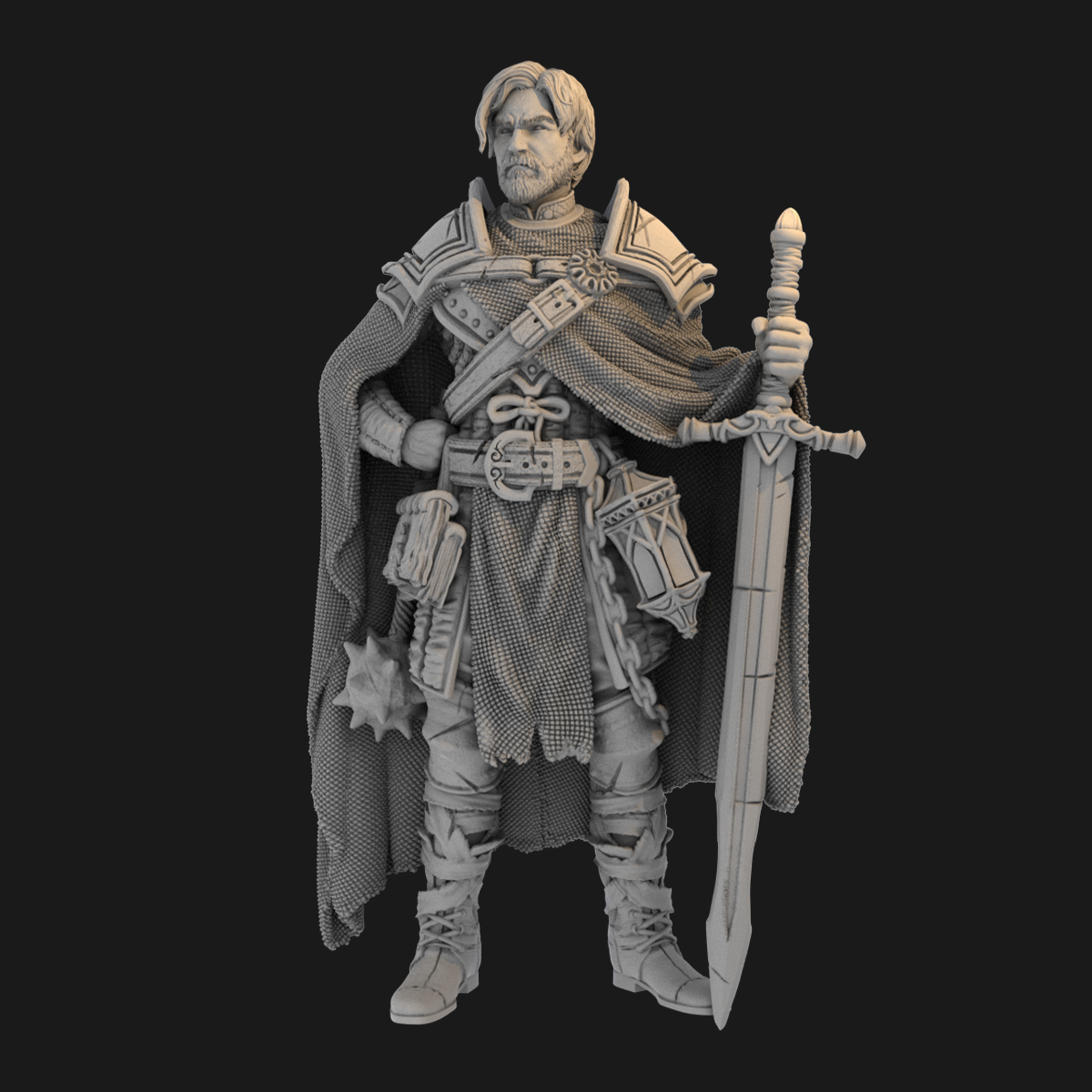 中古人类持剑骑士长官 1/24GK白模 75mm手办 3D打印树脂模型 289