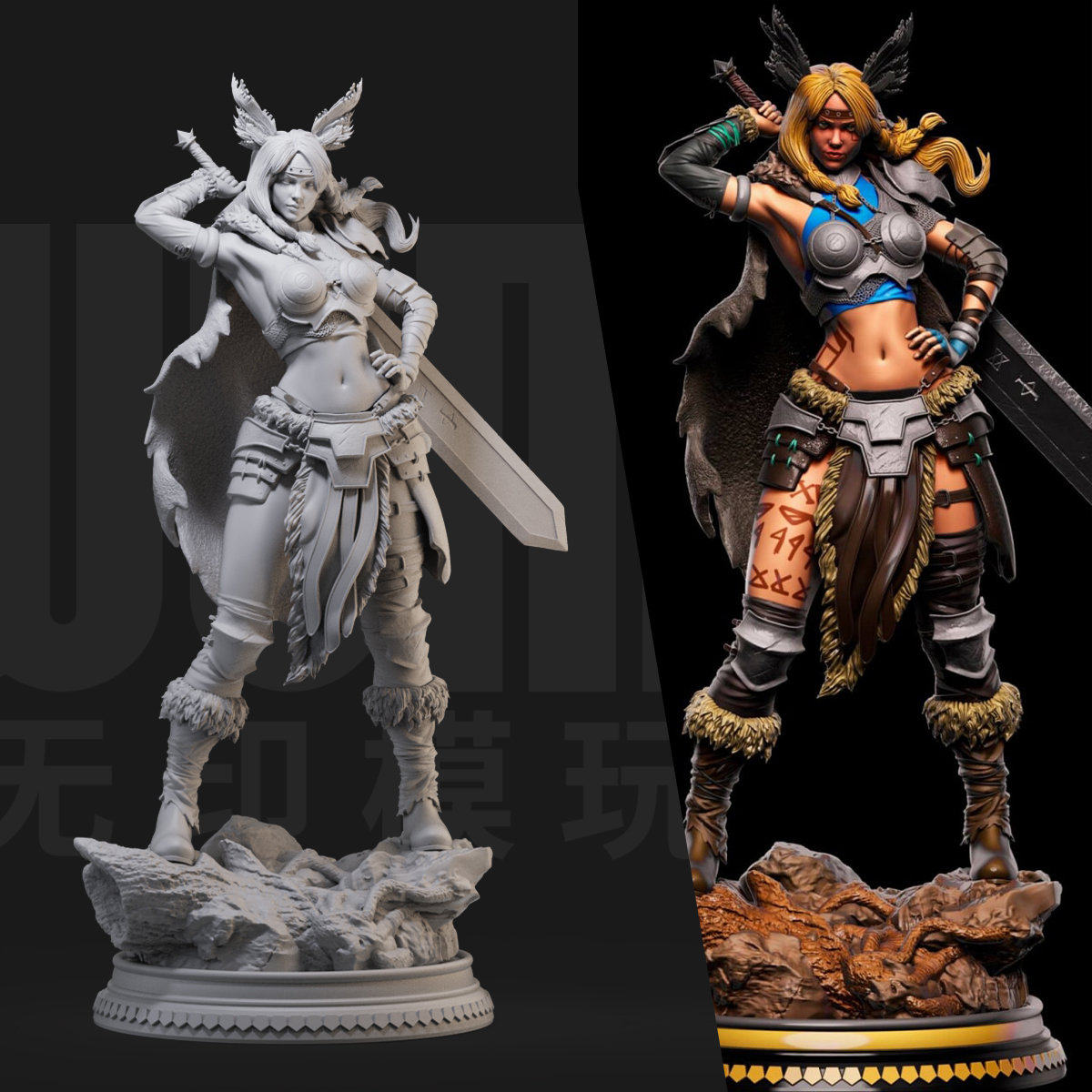 瓦尔基里 漫威女武神 1/24白模gk手办18比例兵人3d打印模型 814