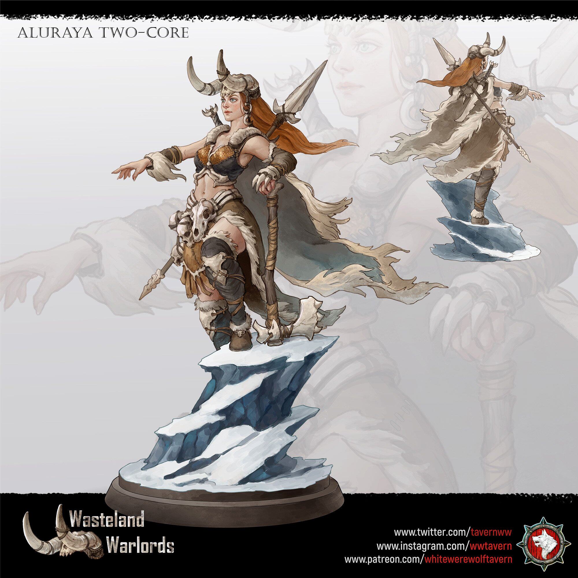 75mm 极地女野蛮人猎手 奇幻风格gk白模手办 3d打印树脂模型 3005