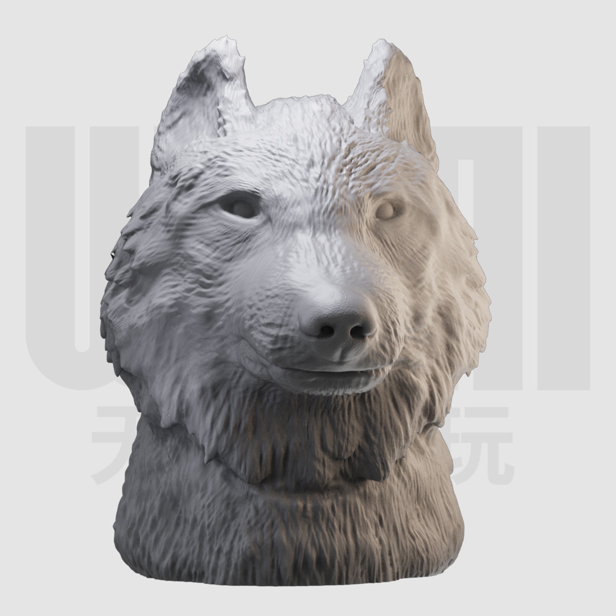 狼头胸像 动物头雕 白狼野兽 1/16树脂白模 10比例gk手办模型 260