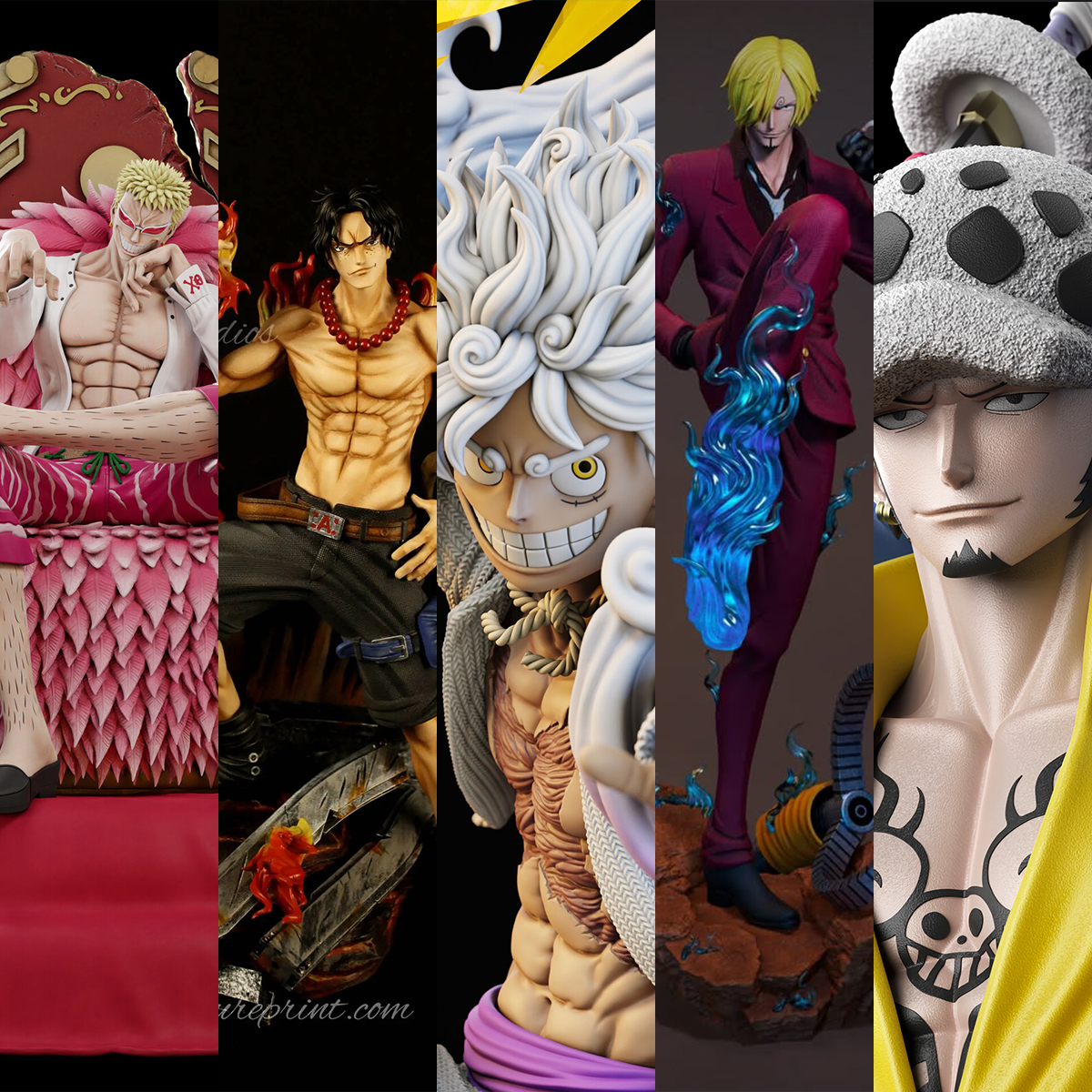 1/24艾斯路飞香克斯 海贼王18比例GK白模手办3D打印兵人模型 5526