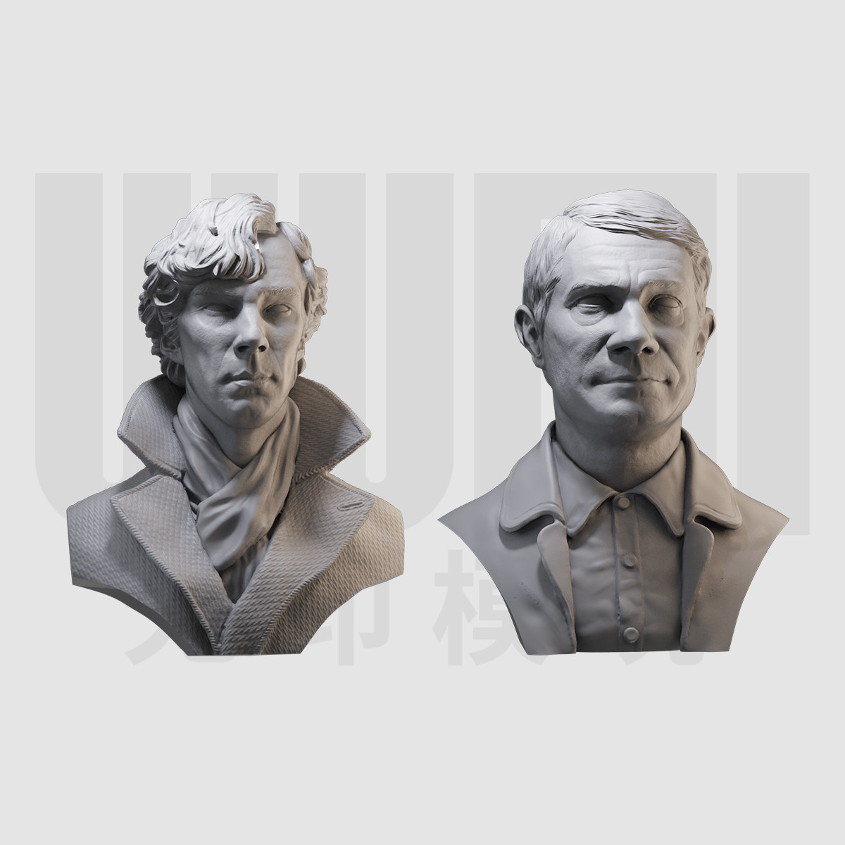 1/10 福尔摩斯 华生 神探夏洛克1/16树脂白模胸像1GK手办模型 300