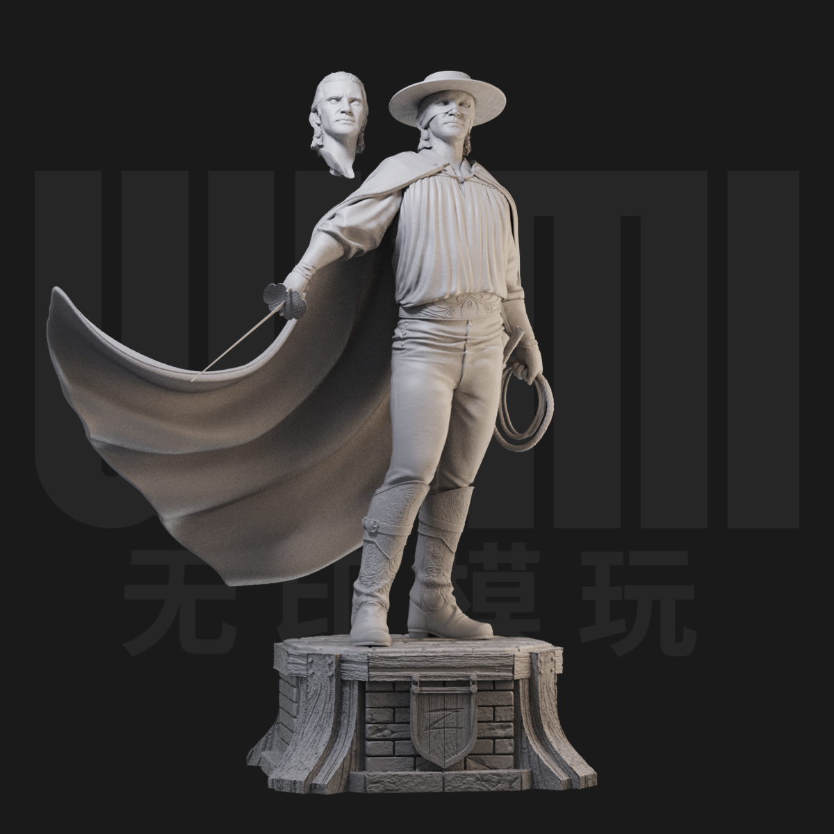 1/24 唐迭戈 佐羅西部電影 18比例GK白模手辦3D打印兵人模型 2834
