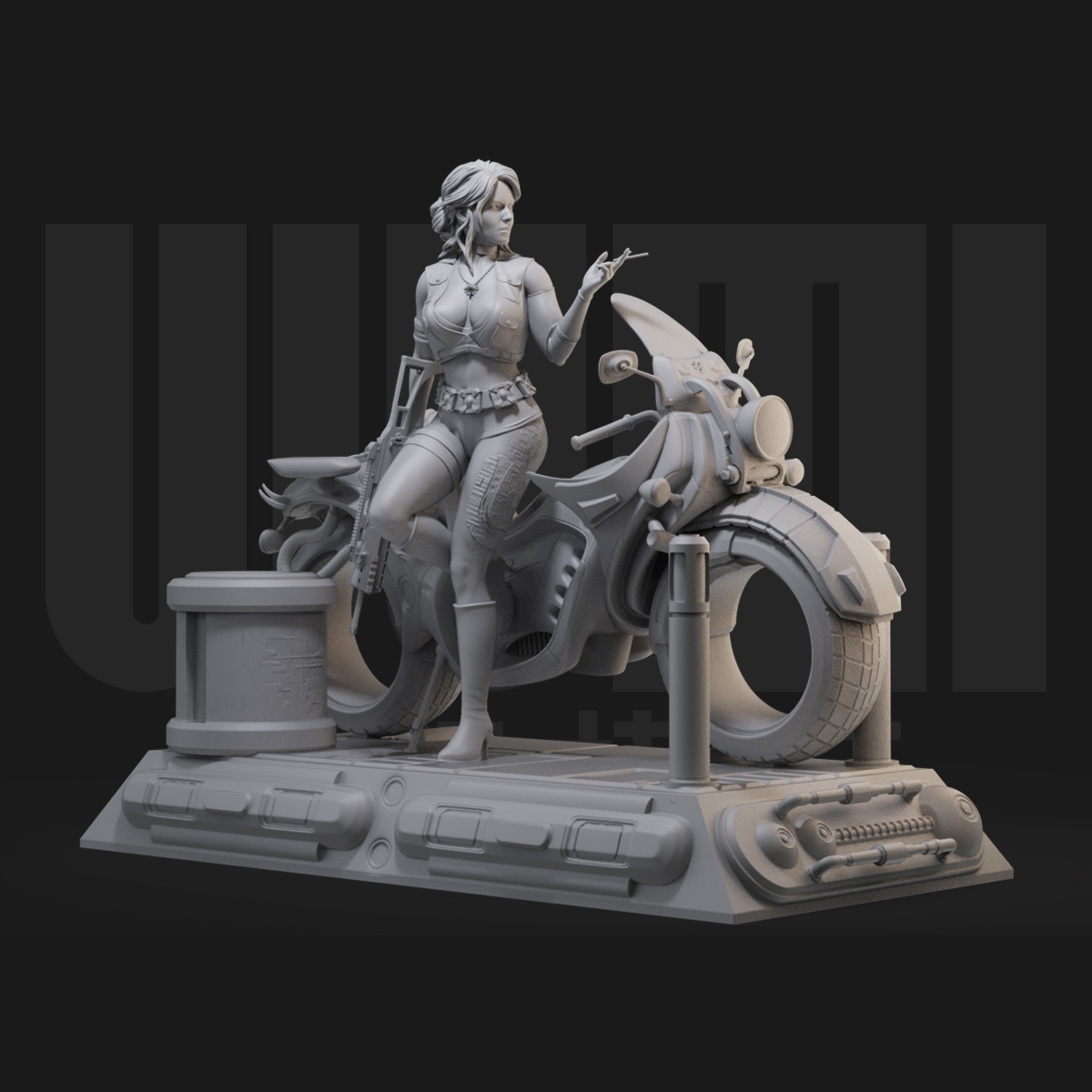 Ciri 赛博朋克 机车女郎1/24白模GK手办 35比例兵人3D打印模型523