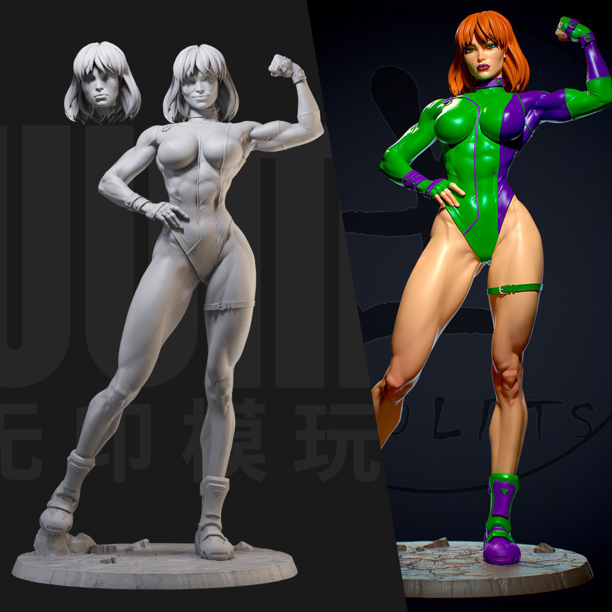 Gen13小队 凯特琳 DC 1/24白模GK手办 18比例兵人3D打印模型 1918