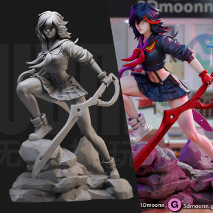 1/24缠流子 斩服少女 JK服 18比例GK白模手办3D打印兵人模型 4934