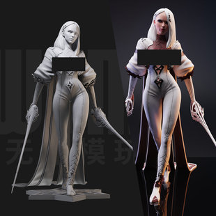 1/24 双手剑士 圣殿守卫 18比例GK白模手办3D打印兵人模型 4817