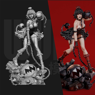 马里奥 链球怪物拟人 1/24GK白模手办 18比例树脂3D打印模型 6533