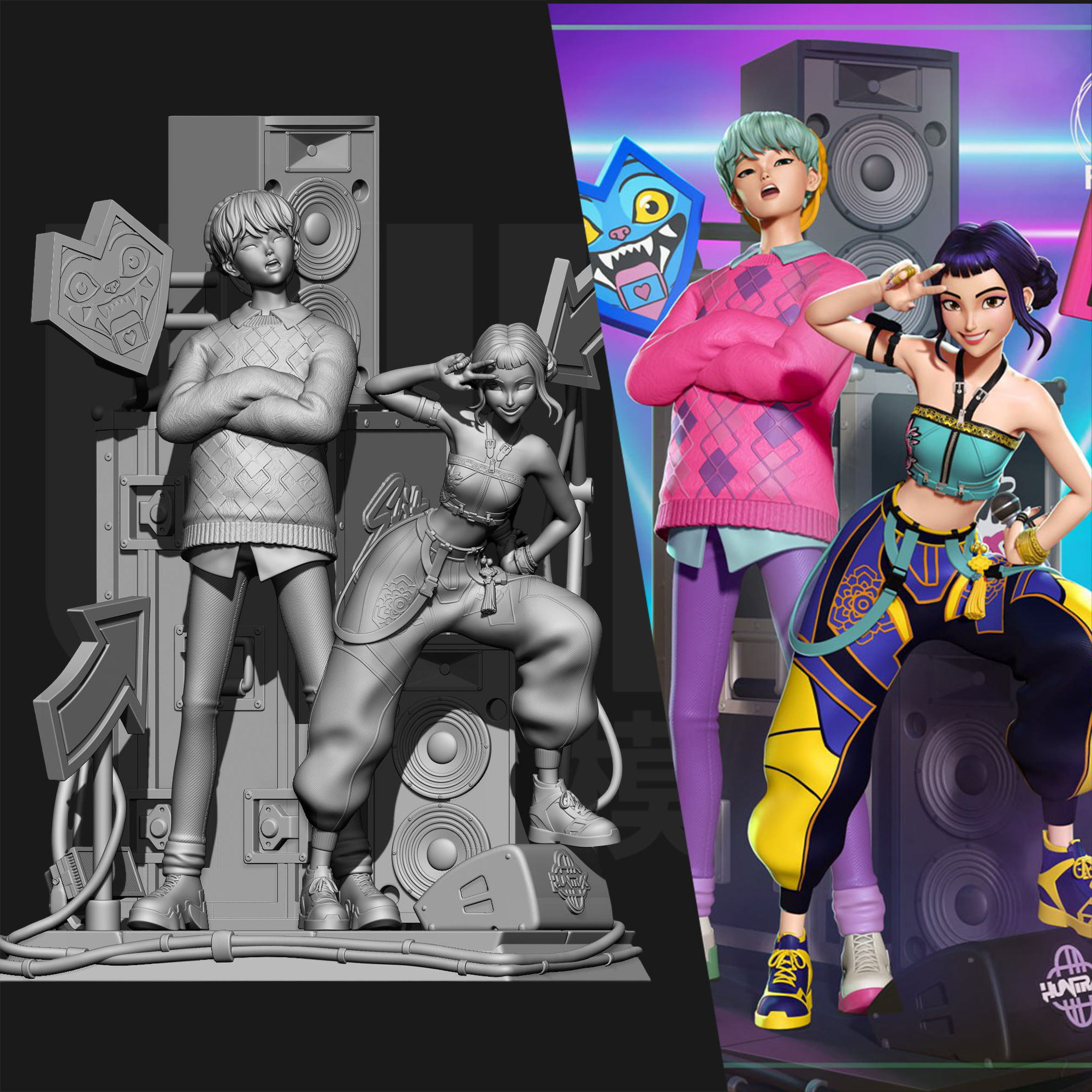 K-Pop猎魔女团 佐依与宝宝 1/24GK白模手办18比例树脂模型  6506