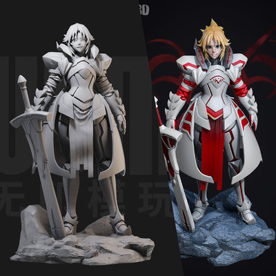 1/24莫德雷德亚瑟王圆桌骑士18比例GK白模手办3D打印兵人模 3209