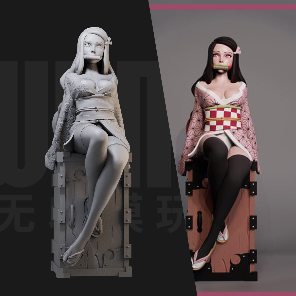 1/24 祢豆子 鬼灭之刃 18比例gk白模手办3d打印兵人模型 3426