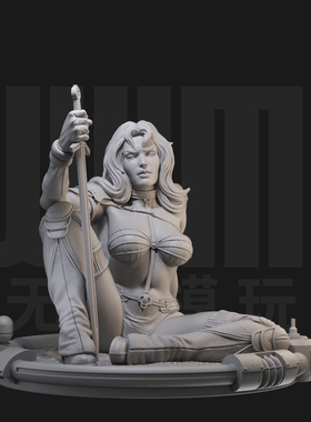 1/24 中世纪白发女剑士 18比例GK白模手办 3D打印兵人模型 2248