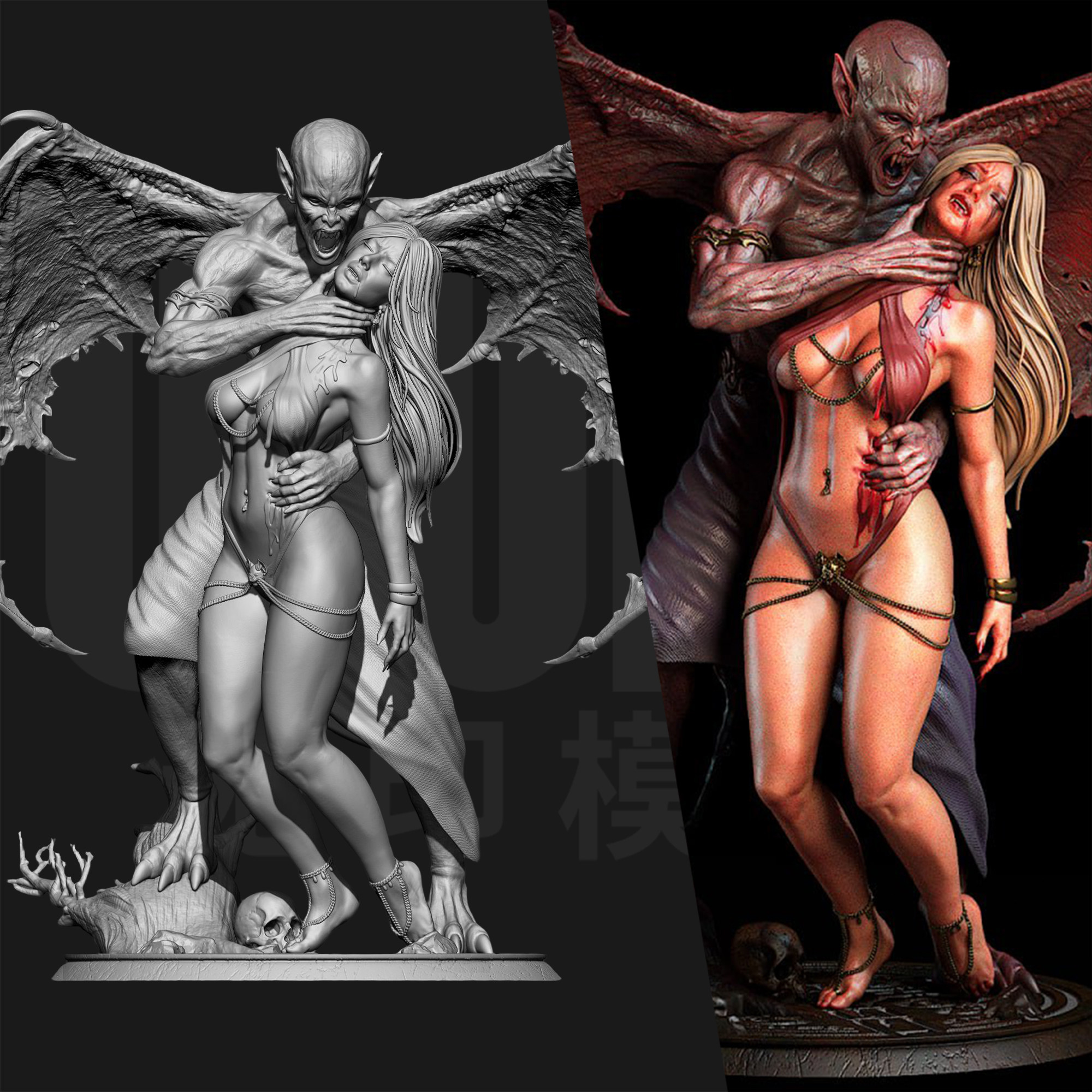 吸血鬼 德古拉公爵 1/24GK白模手办18比例树脂3D打印模型 6554