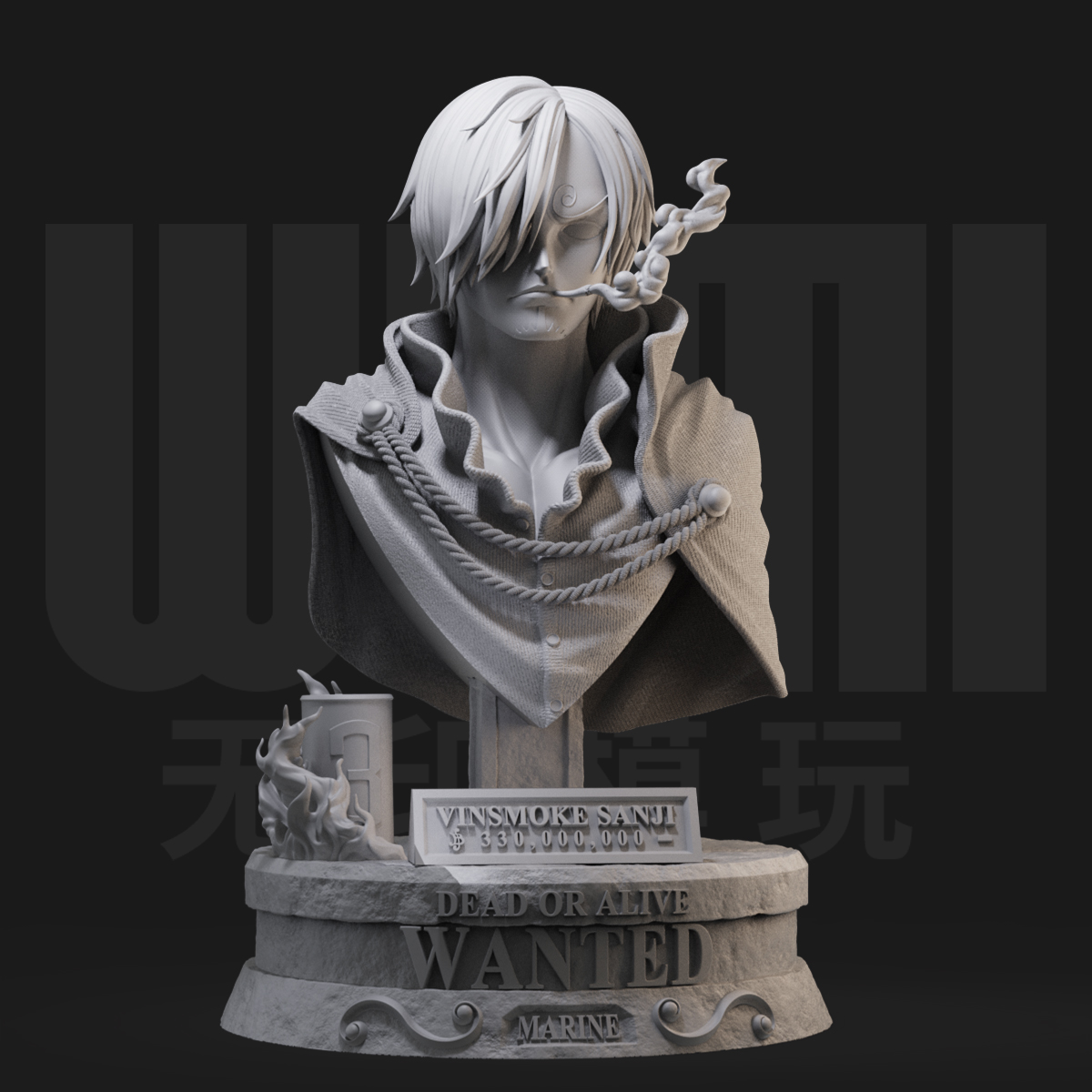 海贼王山治身像 黑足 1比16GK白模 3D打印树脂 1/10手办模型92