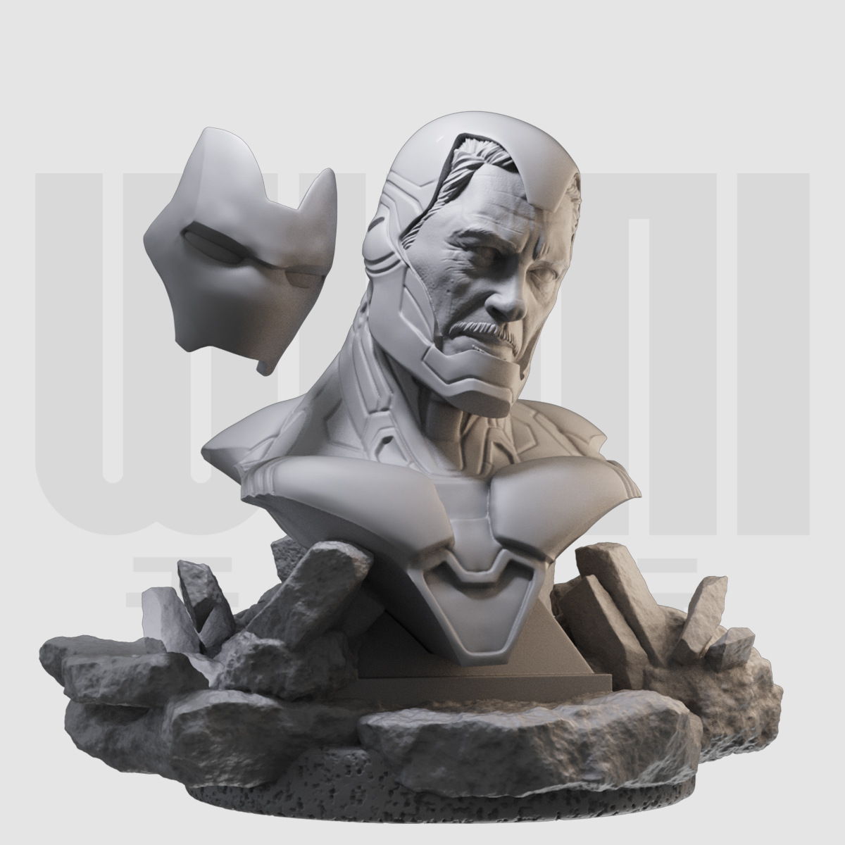 钢铁侠胸像 面具可摘 漫威 1/16树脂白模 10比例GK手办模型 224