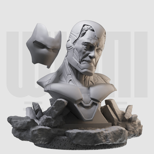 钢铁侠胸像 面具可摘 漫威 1/16树脂白模 10比例GK手办模型 224