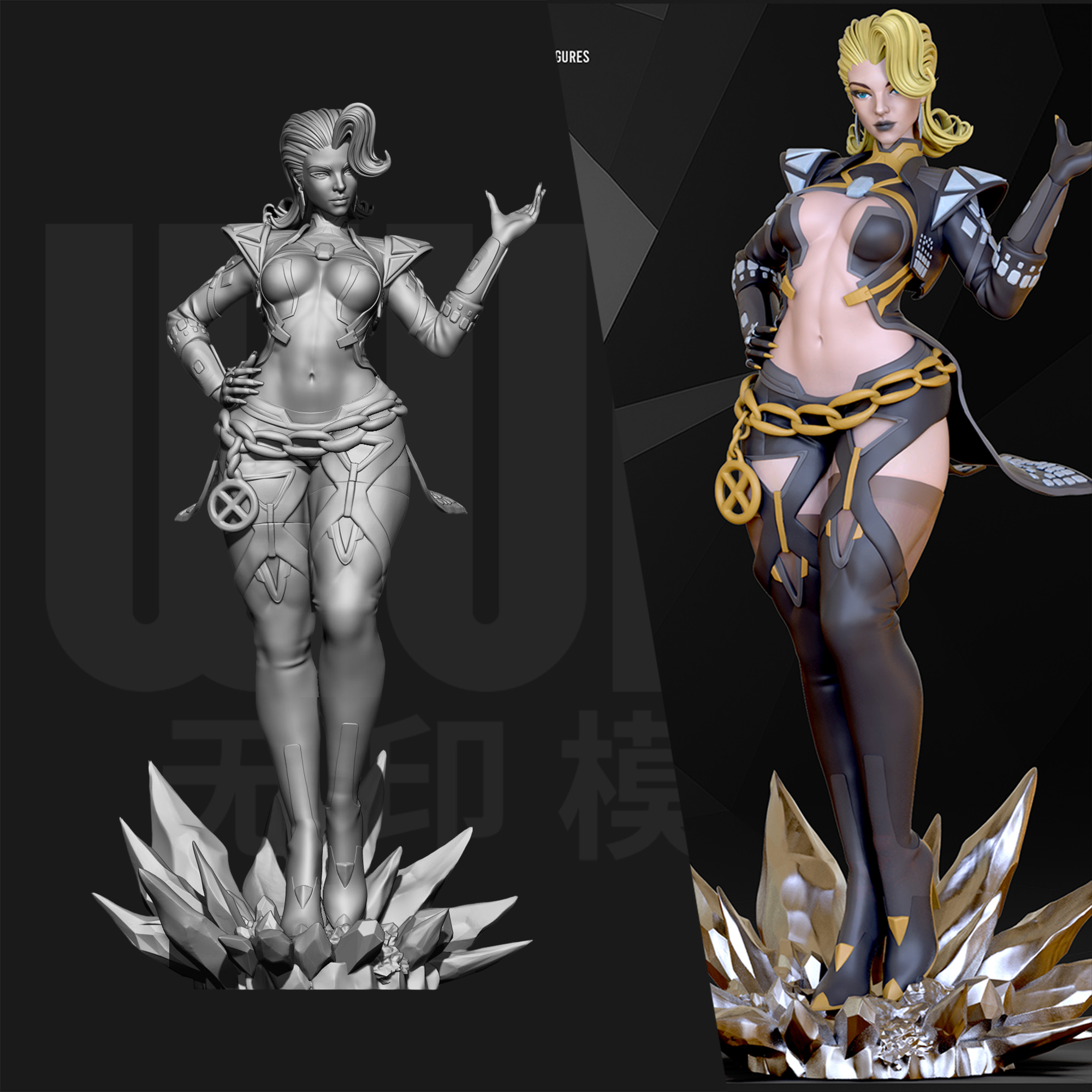 漫威 X战警 白皇后  漫画 1/24GK白模手办 18比例树脂模型  6331