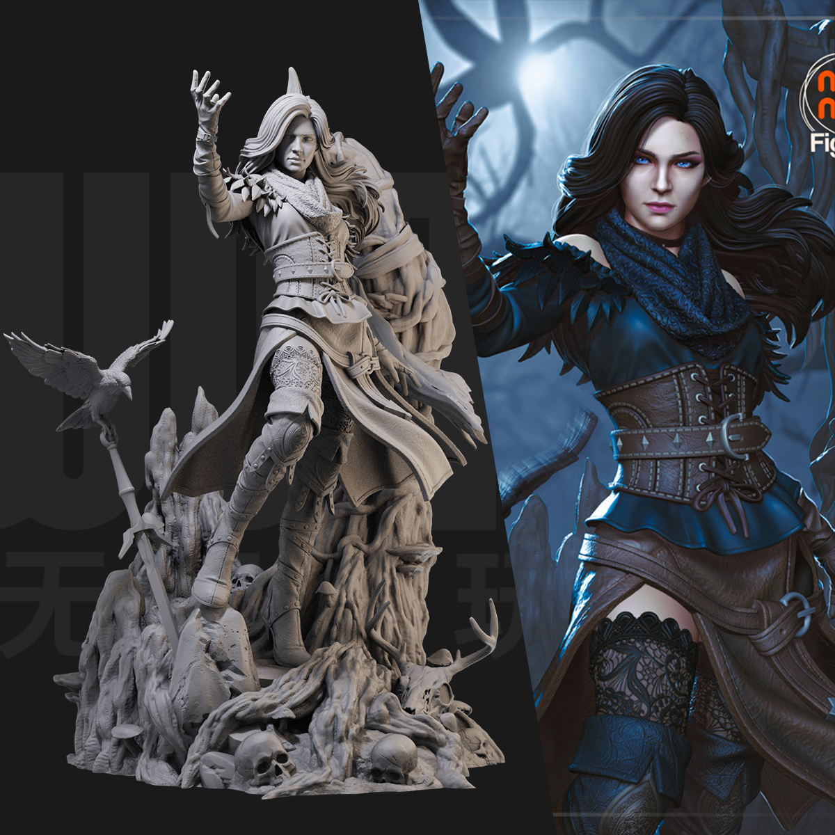 1/24 叶奈法 女术士 巫师3 18比例GK白模手办3D打印兵人模型 5184