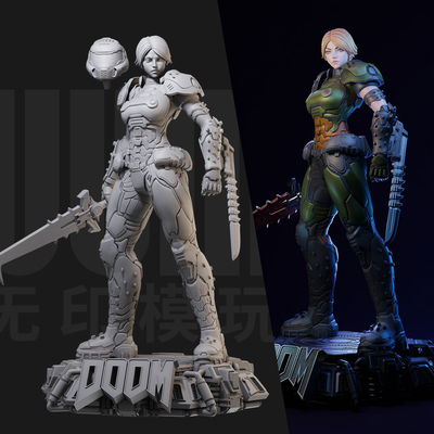 1/24 女毁灭战士 毁灭战士 18比例GK白模手办3D打印兵人模型 5623