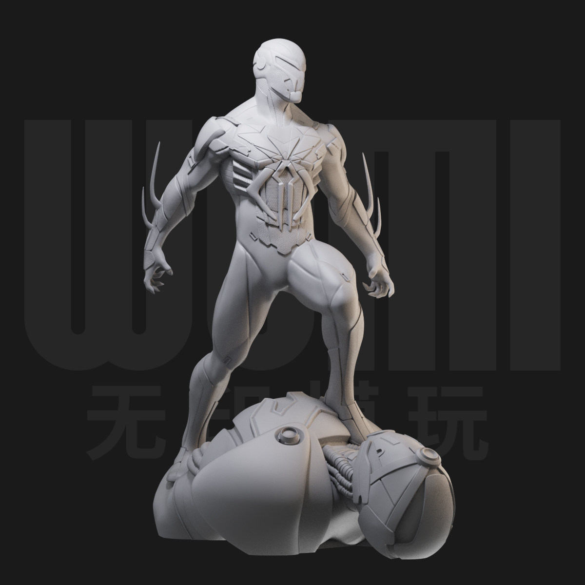 蜘蛛侠2099 漫威英雄 1/24白模GK手办 18比例兵人3D打印模型 1506