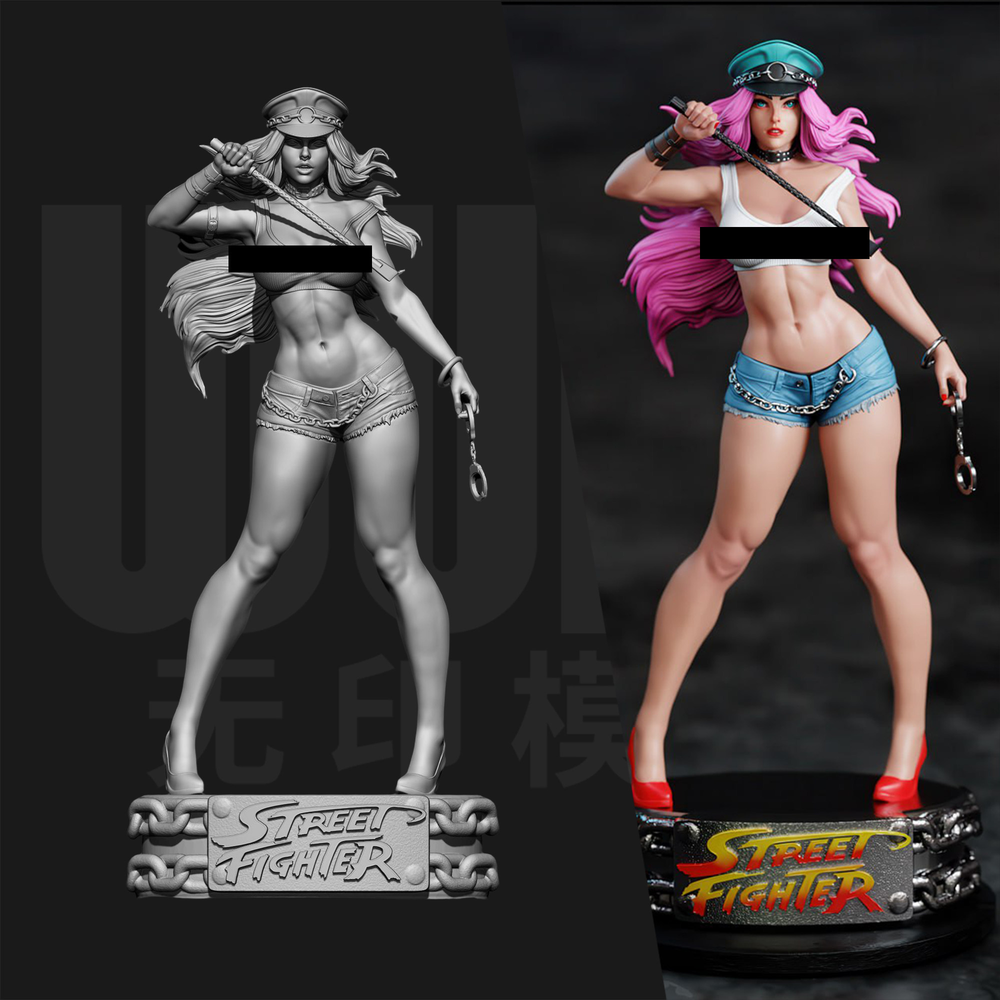 街头霸王 毒姐 1/24GK白模手办 18比例树脂3D打印模型 6548
