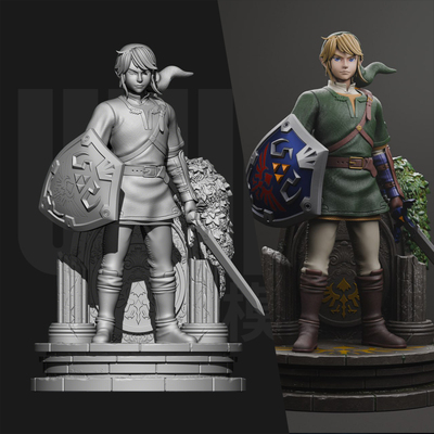 塞尔达传说 林克 主角 1/24GK白模手办18比例树脂3D打印模型 7109