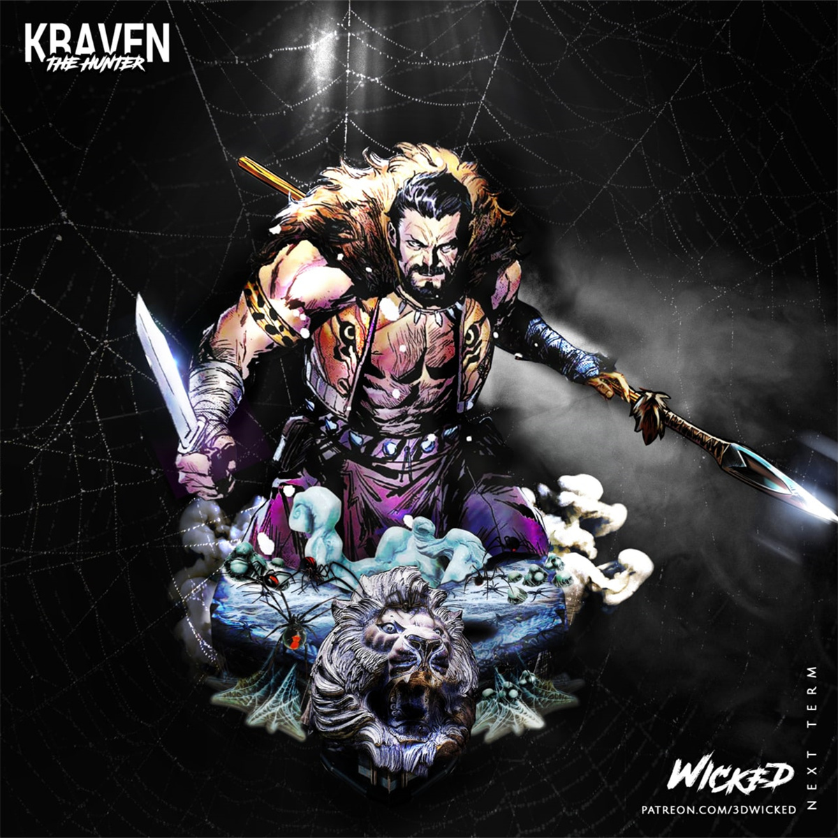 1/10 猎人克莱文 蜘蛛侠 漫威 16比例GK树脂白模手办模型 1010