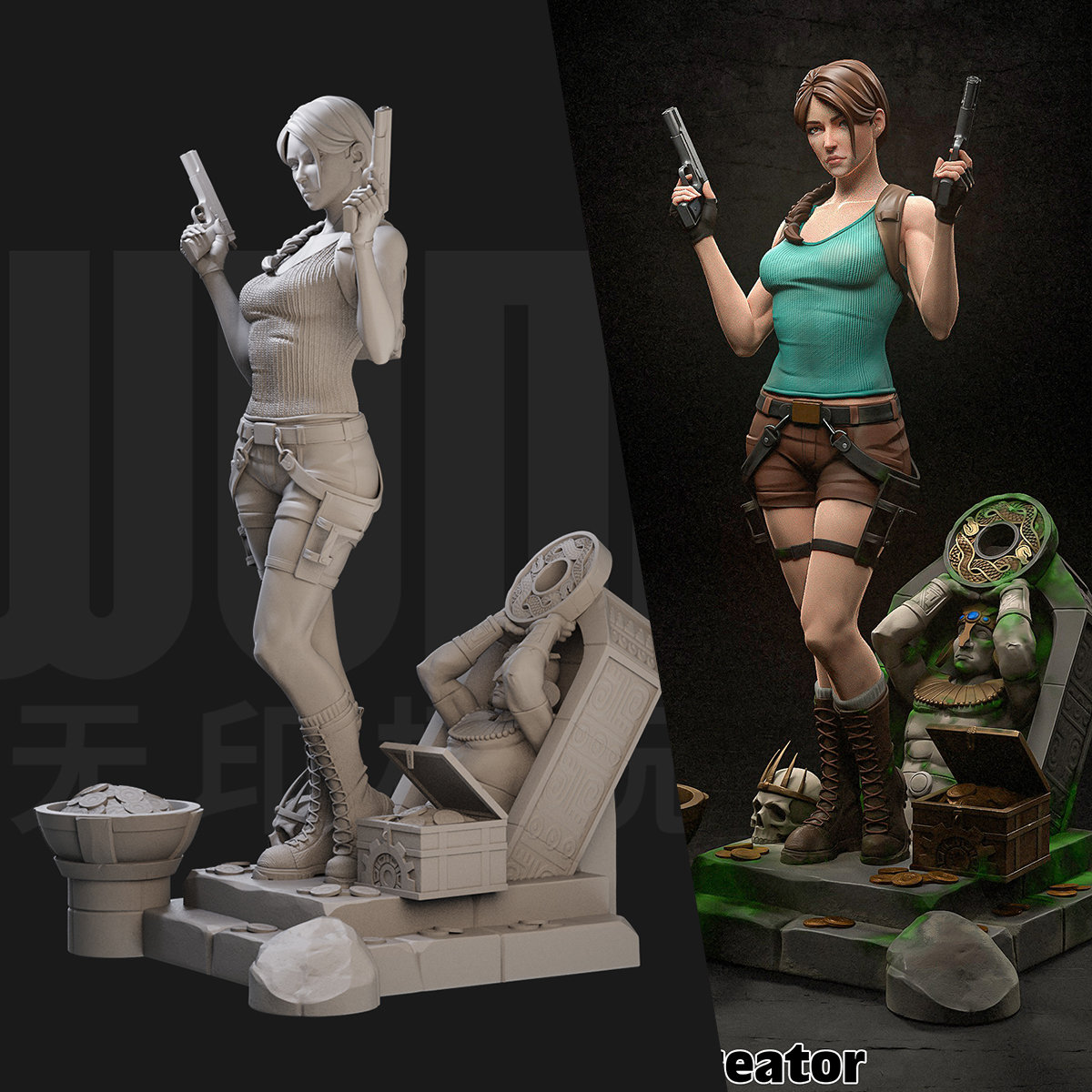 1/24 劳拉克劳馥 古墓丽影 18比例GK白模手办3D打印兵人模型 4930