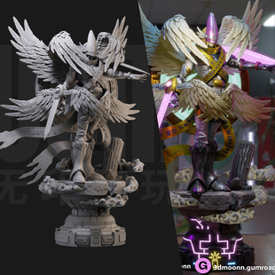 1/24 神圣天使兽 数码宝贝 18比例GK白模手办3D打印兵人模型 6008