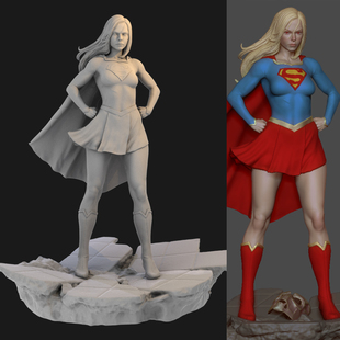 DC女超人战损破衣版 1/24GK白模 1比12手办3D打印树脂模型 295