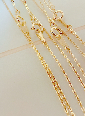 韩国14K纯金项链 K金裸链 黄金锁骨链 闪O字链 洗澡不用摘 不褪色