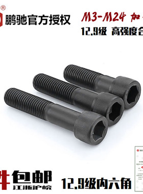 EGM鹏驰12.9级内六角加长螺丝DIN912杯头圆柱头SCM435螺栓M3-M24