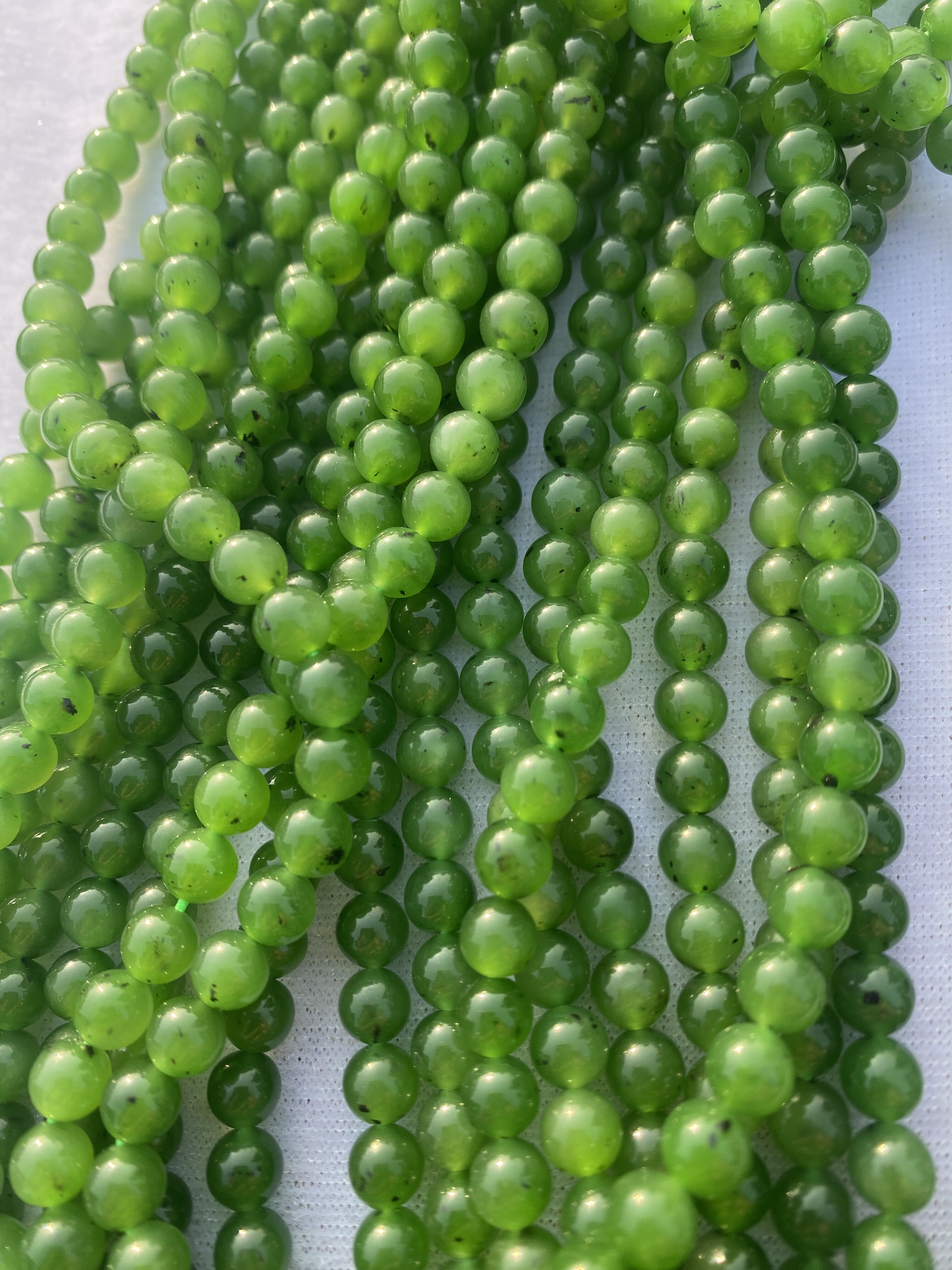 天然和田玉辣绿色碧玉圆珠散珠子手链项链配珠串珠diy饰品配件