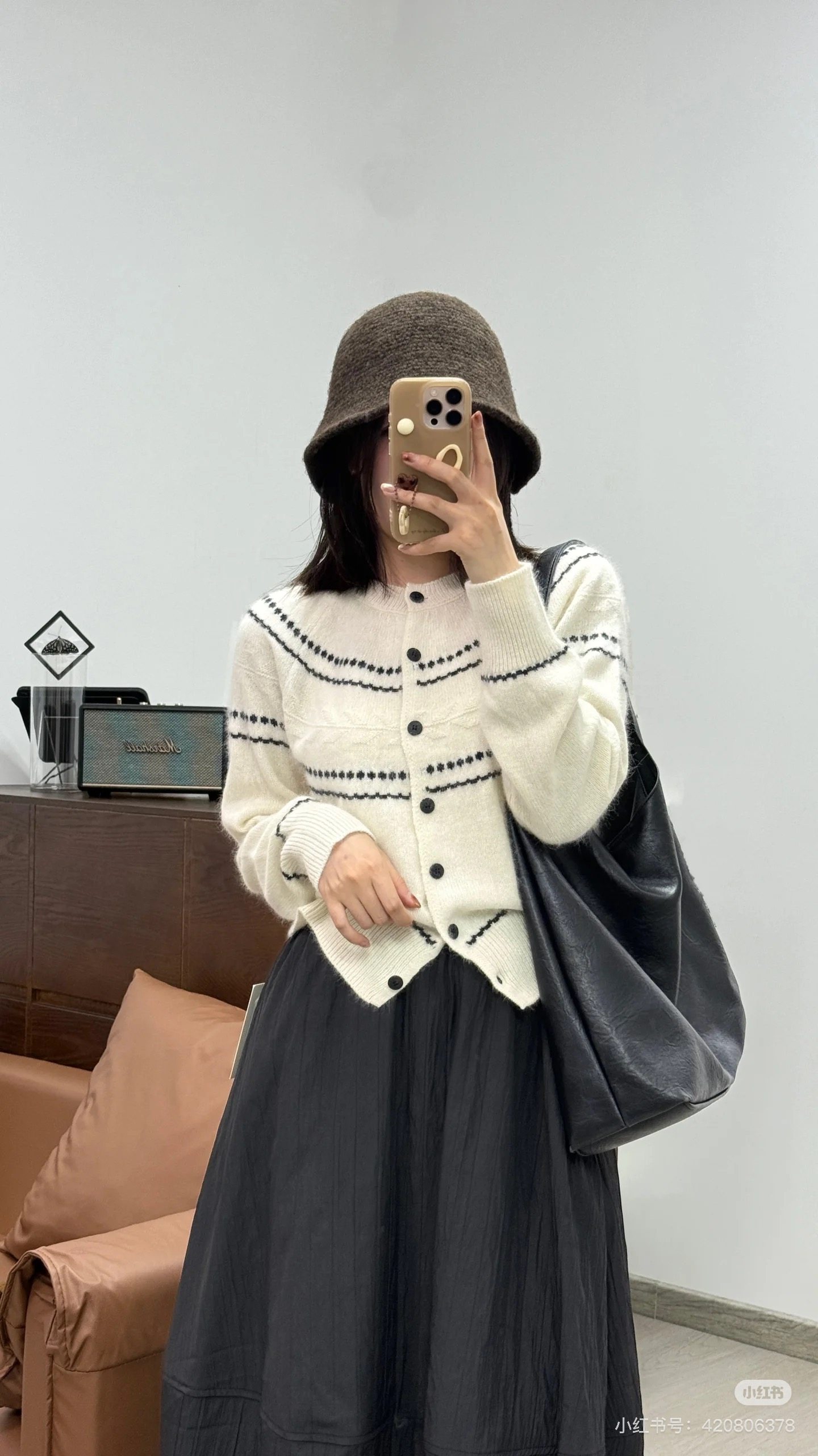 复古费尔岛条纹浣熊毛衣外套女2025秋冬慵懒圆领针织开衫上衣
