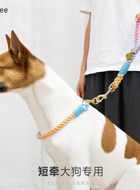 训练短牵近身大狗专用狗狗牵引绳防爆冲半p链遛狗绳高颜值大型犬