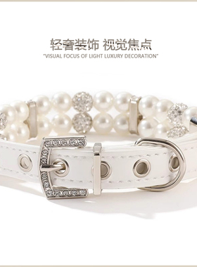高颜值夏季宠物珍珠项链猫咪小狗狗项圈牵引绳小型犬脖圈结婚饰品