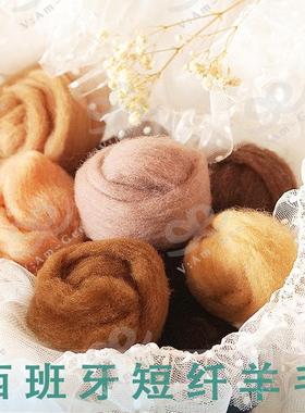 Am-Ge西班牙短纤卡其棕色系羊毛条羊毛毡戳戳乐工具手工diy材料5g