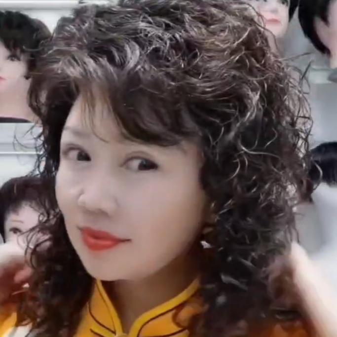 小函假发盘发中老年假发女长发全头套真发妈妈中年女士全真发