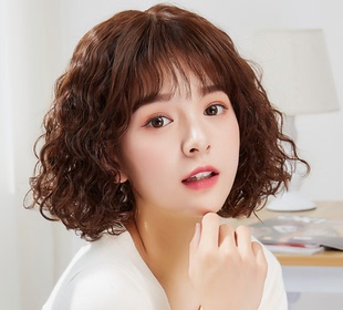 茉迪女卷发自然短发真发全真人发全头套女士中老年假发套妈妈头发