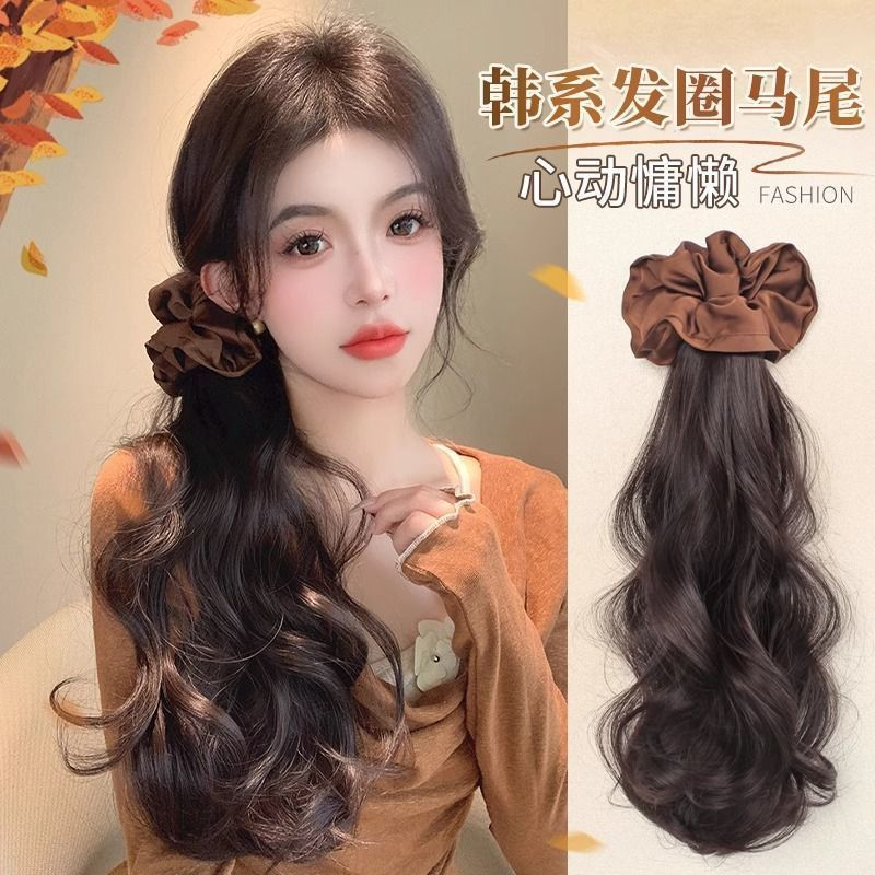 夏季新上超女人味假发马尾时尚卷发网红美女发型抓夹马尾辫子长发