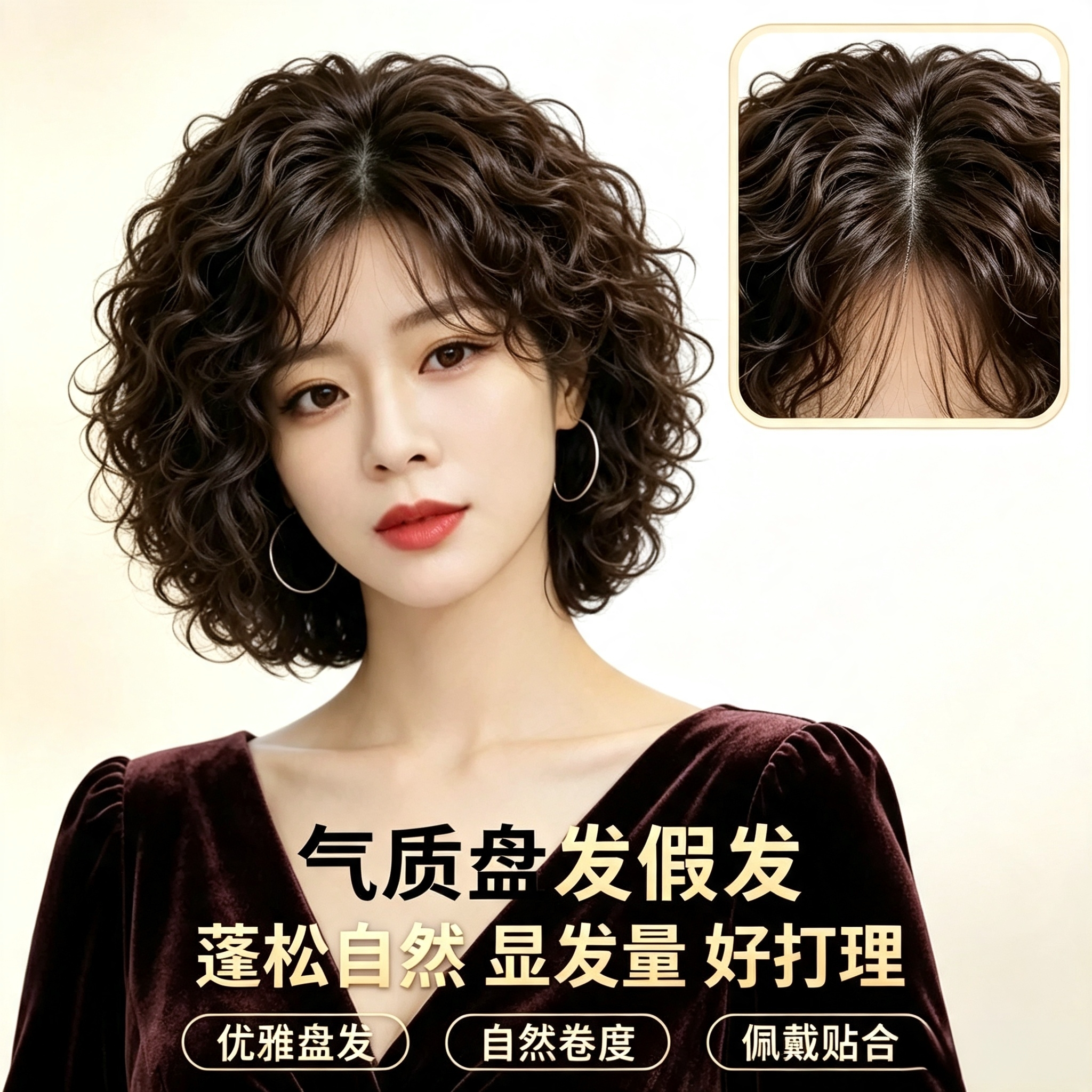 羊毛卷假发女真发刘海