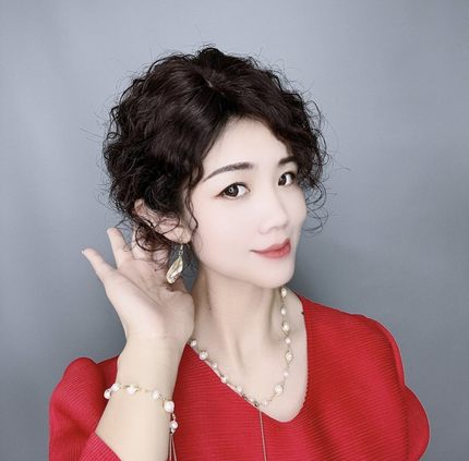 女士新品轻薄透气补发假发无刘海卷发递针真发女士羊毛卷波浪烫发