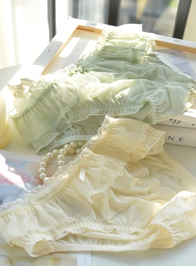 春夏新款女式蕾丝荷叶边低腰性感三角内裤少女底裤抖音A592