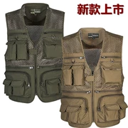 In ảnh chụp ảnh vest cá nam mùa xuân và mùa thu mùa hè lưới vest ngoài trời dụng cụ đa túi bố - Áo thể thao