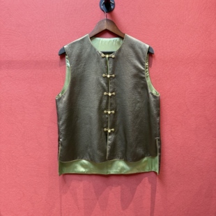 【孤品优惠】复古改良盘扣汉服女宽松立领短款春夏季马甲外套